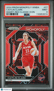Caitlin Clark - 2024 Panini Prizm Monopoly WNBA Insert Red Classic Icon PSA 9