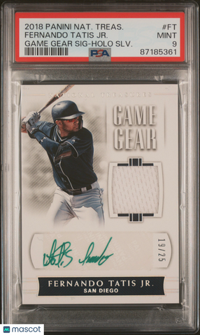 Fernando Tatis JR 2018 Panini National Treasures Game Gear Auto PSA 9 /25