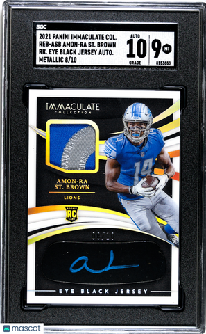 Amon-Ra ST. Brown - 2021 Panini Immaculate Rookie Eye Black Jersey Auto SGC 9