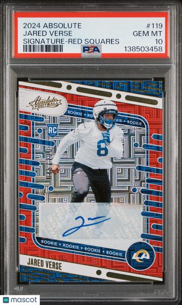 Jared Verse - 2024 Panini Absolute Signature Red Squares PSA 10