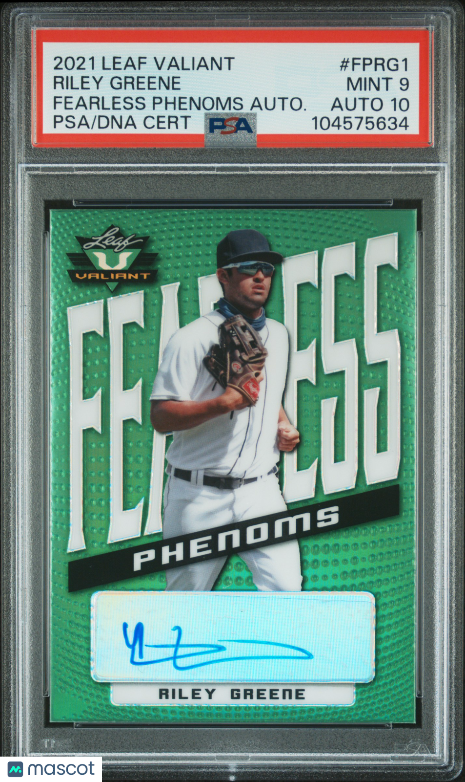 Riley Greene - 2021 Leaf Valiant Fearless Phenoms Autographs Autograph PSA 9
