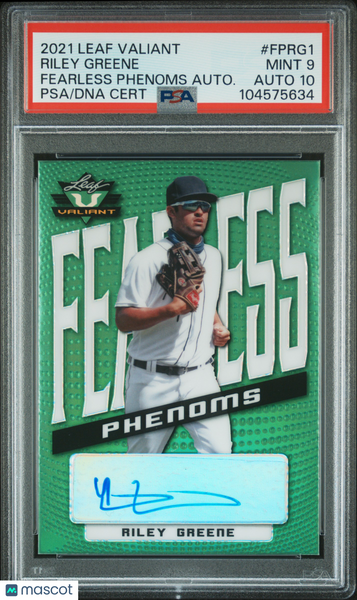 Riley Greene - 2021 Leaf Valiant Fearless Phenoms Autographs Autograph PSA 9