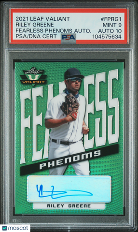 Riley Greene - 2021 Leaf Valiant Fearless Phenoms Autographs Autograph PSA 9