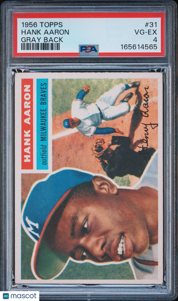 Hank Aaron - 1956 Topps Gray Back #31 PSA 4