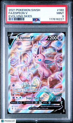 2021 Pokemon Sword & Shield Evolving Skies Espeon V #180 Fa Evolving Skies PSA 9