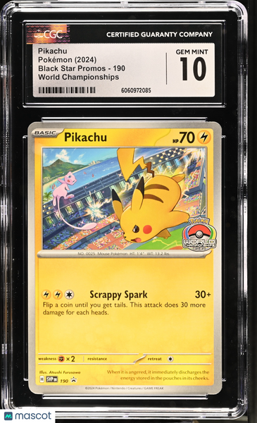 2024 Pokemon Black Star Promos Pikachu World Championships CGC 10 #190