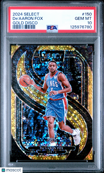 De'aaron Fox - 2024 Panini Select Gold Disco PSA 10