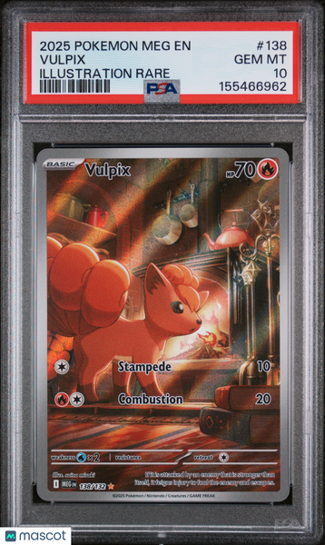 2025 Pokemon Meg EN-Mega Evolution Vulpix Illustration Rare 138/132 PSA 10 #138