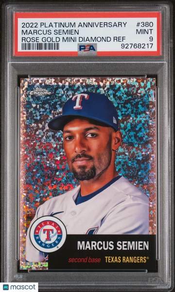 Marcus Semien 2022 Topps Chrome Platinum Rose Gold Diamond PSA 9 20/75