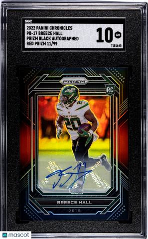 Breece Hall - 2022 Panini Chronicles Prizm Black Autograph Red Prizm SGC 10 /99