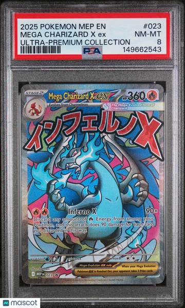 2025 Pokemon Mep EN-Me Black Star Promo Mega Charizard X EX Collection PSA 8 023