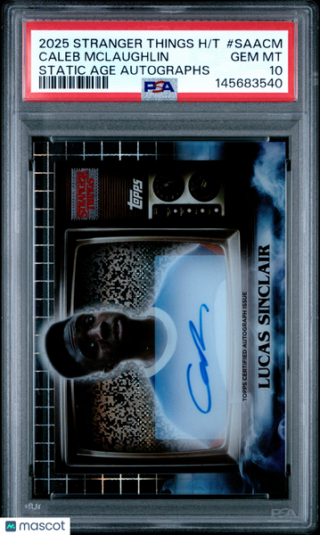 2025 Topps Stranger Things High Tek Static Age Autograph Caleb Mclaughlin PSA 10