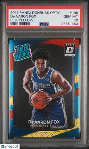 De'aaron Fox - 2017 Panini Donruss Optic Red Yellow PSA 10