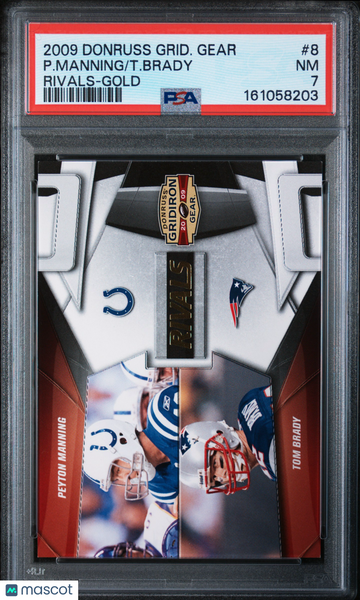 Tom Brady Peyton Manning - 2009 Donruss Gridiron Gear Rivals 80/100 Gold PSA 7
