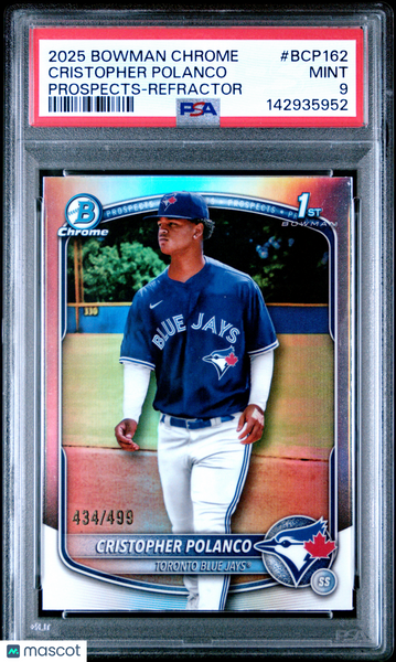 Cristopher Polanco - 2025 Bowman Chrome Prospects Refractor PSA 9 434/499