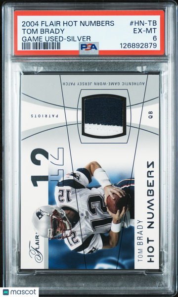 Tom Brady - 2004 Flair Hot Numbers Game Used Silver PSA 6 66/75