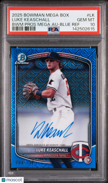 Luke Keaschall - 2025 Bowman Mega Box Auto Blue Mojo 004/150 PSA 10