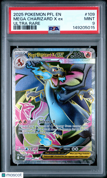 2025 Pokemon PFL EN-Phantasmal Flames Mega Charizard X EX Ultra Rare PSA 9 #109