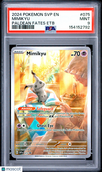 2024 Pokemon SVP EN-SV Black Star Promo Mimikyu Paldean Fates Etb PSA 9 #075