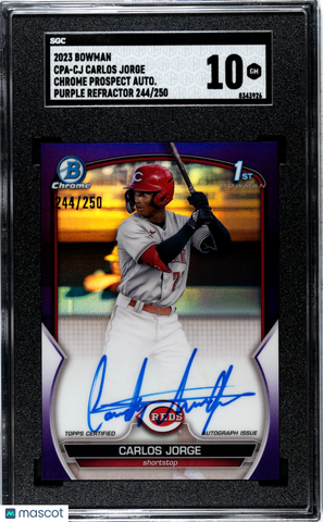 Carlos Jorge - 2023 Bowman CHR. Pros. Autograph Purple Refractor SGC 10 /250