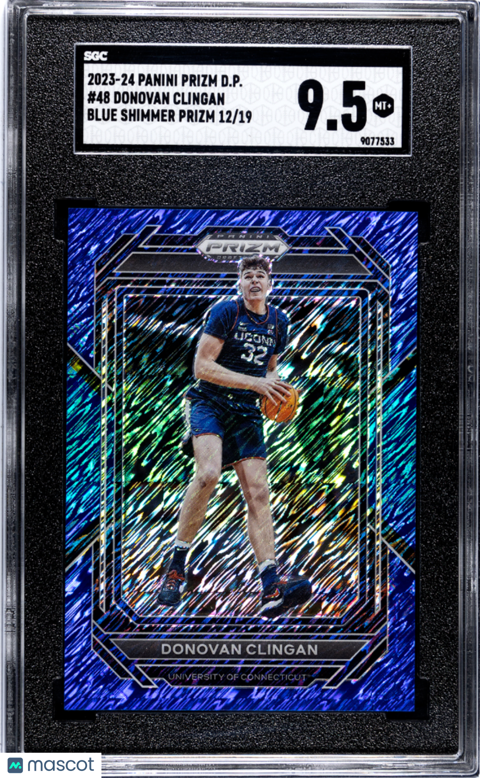Donovan Clingan - 2023 Panini Prizm Draft Picks Blue Shimmer SGC 9.5 /19