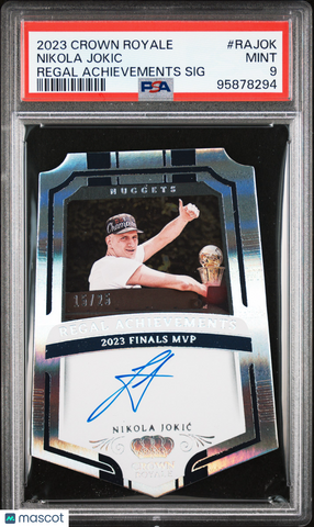 Nikola Jokic 2023 Panini Crown Royale Regal Signatures Auto PSA 9 Jsy # 15/25