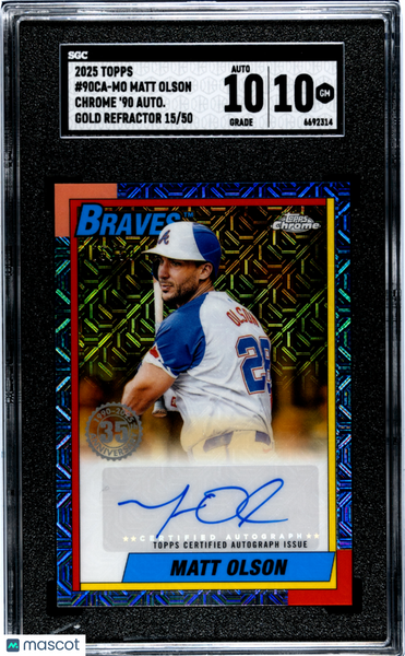 Matt Olson - 2025 Topps Chrome '90 Autograph Gold Refractor SGC 10 15/50