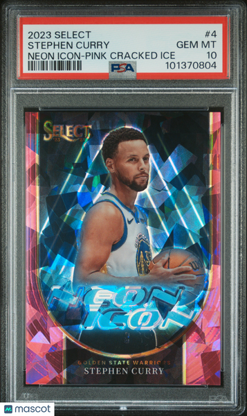 Stephen Curry - 202-24 Panini Select Neon Icon Pink Cracked Ice 79/99 PSA 10
