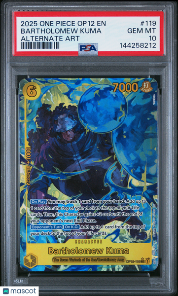 2025 One Piece Op12-Legacy Of The Master Bartholomew Kuma PSA 10 #119