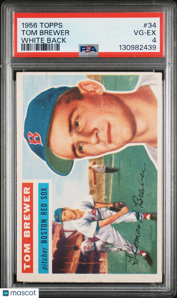 Tom Brewer - 1956 Topps White Back PSA 4