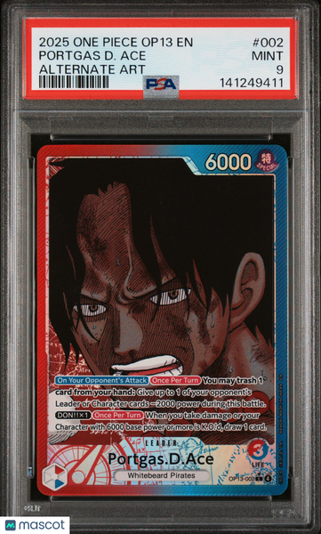 2025 One Piece Op13-Carrying On His Will Portgas D. Ace Alternate Art PSA 9 #002