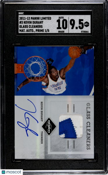 Kevin Durant - 2011 Panini Limited Glass Cleaners Mat. Autograph Prime 5 SGC 9.5