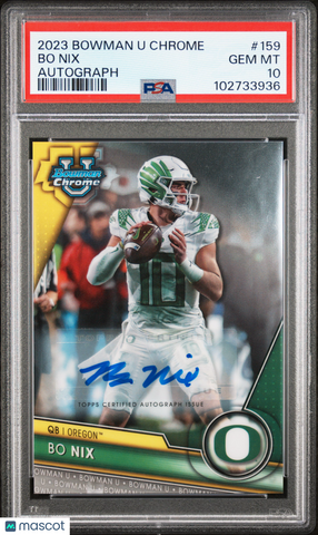 Bo Nix - 2023 Bowman University Chrome Autograph PSA 10