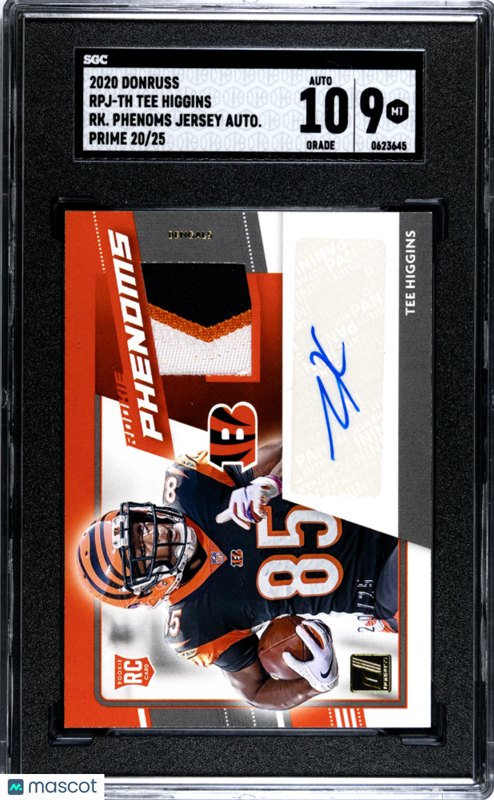 Tee Higgins - 2020 Donruss Rookie Phenoms Jersey Autograph Prime SGC 9