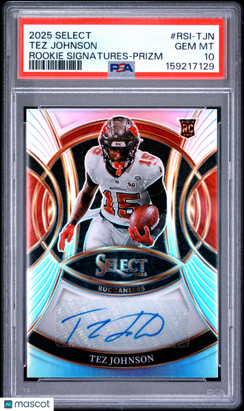 Tez Johnson - 2025 Panini Select Rookie Signatures Prizm PSA 10