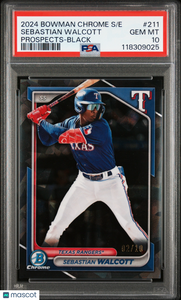 Sebastian Walcott - 2024 Bowman Chrome Sapphire Edition Prospects Black PSA 10 02/10