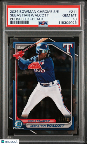 Sebastian Walcott - 2024 Bowman Chrome Sapphire Edition Prospects Black PSA 10 02/10
