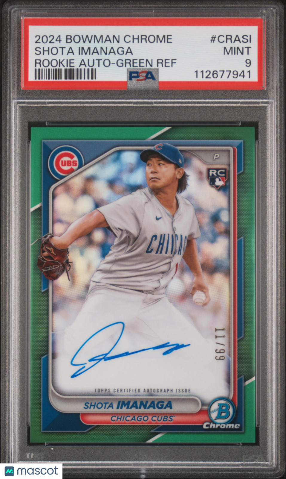 Shota Imanaga 2024 Bowman Chrome Rookie Autograph Green Refractor PSA 9 /99