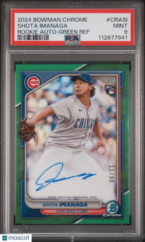 Shota Imanaga 2024 Bowman Chrome Rookie Autograph Green Refractor PSA 9 /99