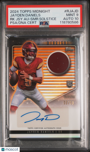 Jayden Daniels - 2024 Topps Midnight Rookie Patch Auto Solstice /50 PSA 9 10