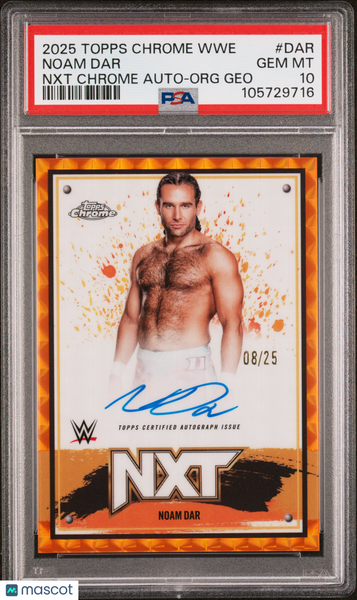 Noam Dar - 2025 Topps Chrome NXT Chrome Autographs Org Geo PSA 10 8/25 08/25