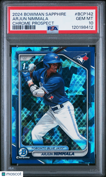 Arjun Nimmala - 2024 Bowman Sapphire Edition Chrome Prospects PSA 10