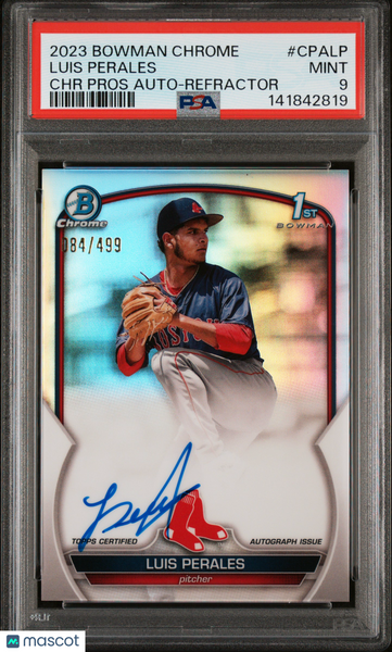 Luis Perales - 2023 Bowman Chrome Prospect Autographs Refractor PSA 9 84/499