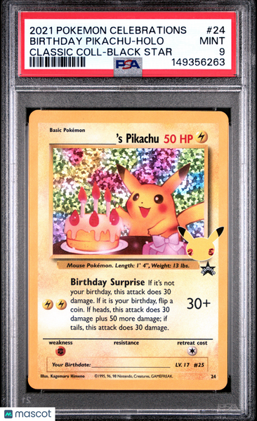 2021 Pokemon Celebration Birthday Pikachu Holo Classic Coll-Black Star PSA 9 #24