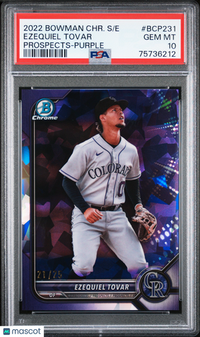 Ezequiel Tovar - 2022 Bowman Chrome Sapphire Prospects Purple PSA 10 21/25