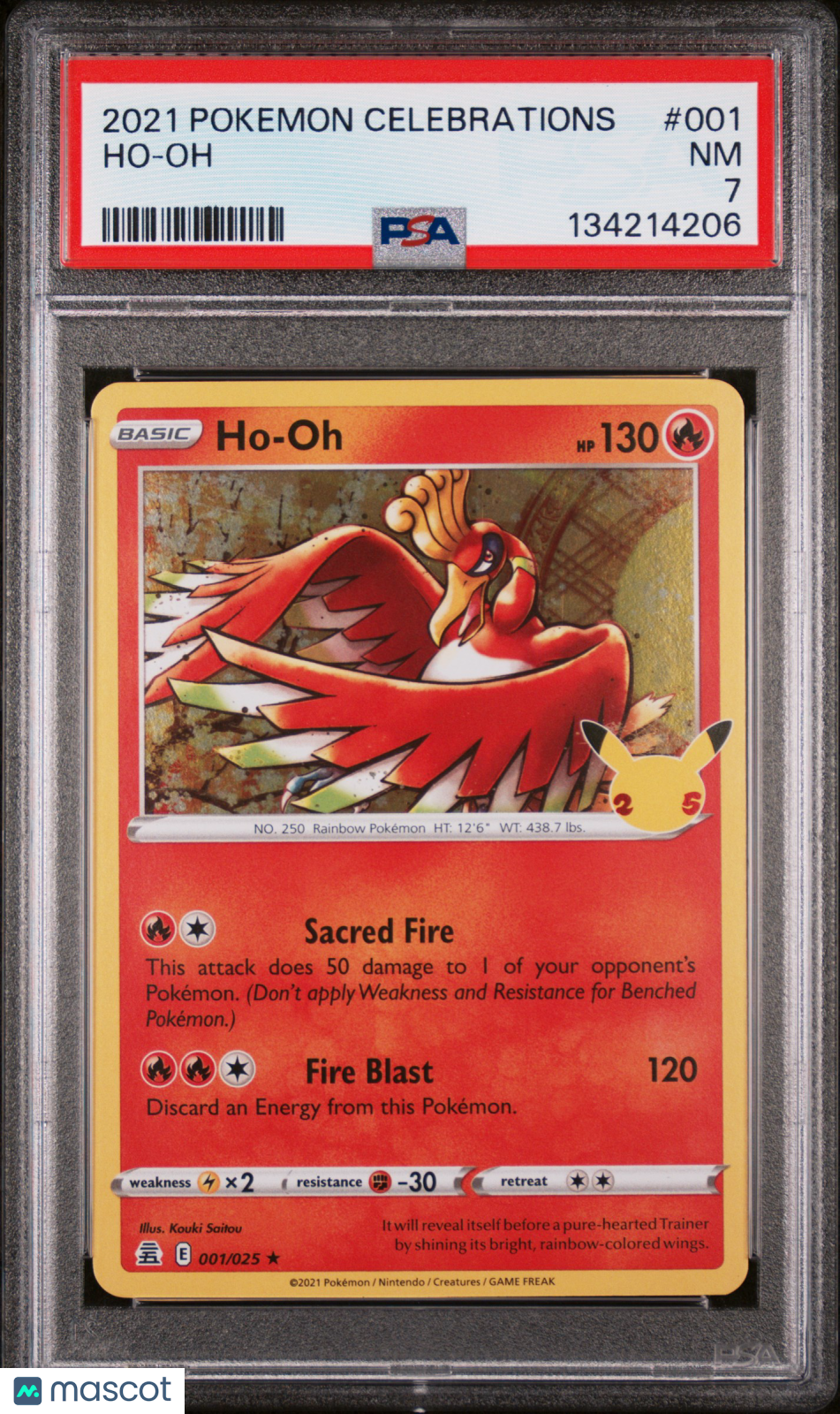 2021 Pokemon Celebrations Ho-Oh PSA 7 #001 – Roadshow Cards
