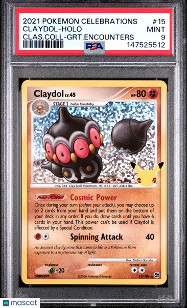 2021 Pokemon Celebrations Classic Collection Claydol Holo PSA 9 #15