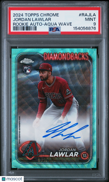 Jordan Lawlar - 2024 Topps Chrome Rookie Autographs Aqua Wave PSA 9 30/199