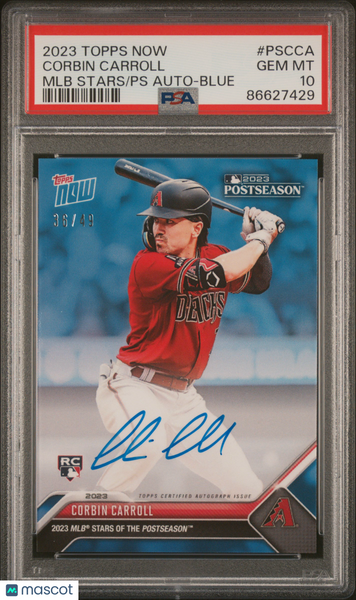 Corbin Carroll - 2023 Topps Now MLB Stars Of The Postseason Autographs Blue PSA 10 36/49