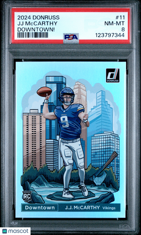 JJ Mccarthy - 2024 Panini Donruss Downtown! PSA 8